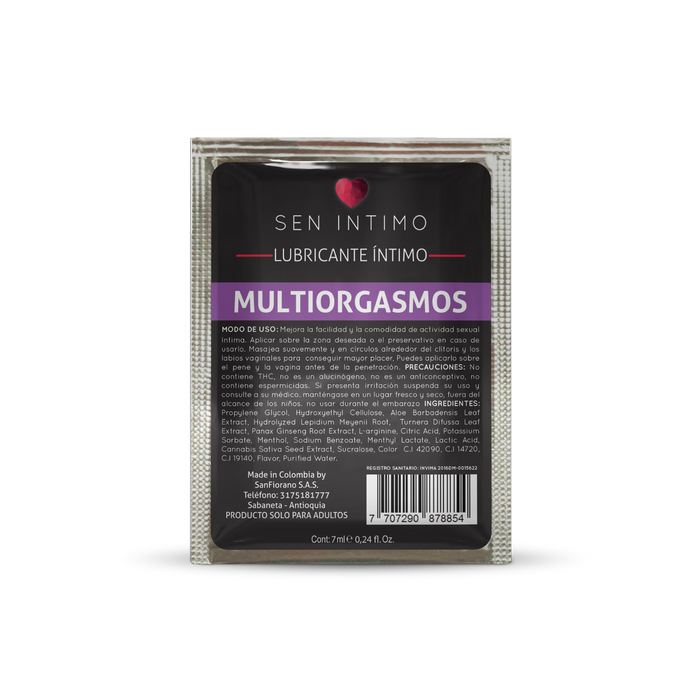 Lubricante Multiorgasmos 7ml Sachet Sen Intimo Flameantes